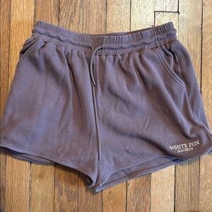 White fox Women's Waffle Knit Drawstring Shorts — brown
